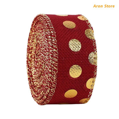 Panglici cu margine cu fir Panglică artizanală de pânză de Crăciun Articole de împachetare pentru cadouri DIY pentru decorarea pomului de Crăciun H3CF