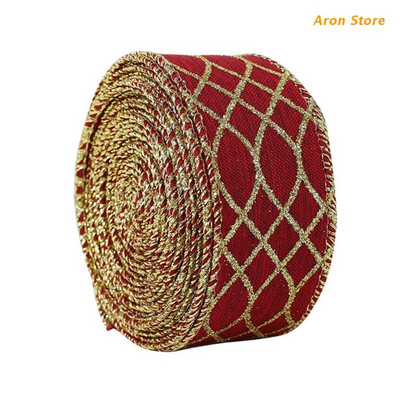 Panglici cu margine cu fir Panglică artizanală de pânză de Crăciun Articole de împachetare pentru cadouri DIY pentru decorarea pomului de Crăciun H3CF