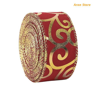 Panglici cu margine cu fir Panglică artizanală de pânză de Crăciun Articole de împachetare pentru cadouri DIY pentru decorarea pomului de Crăciun H3CF