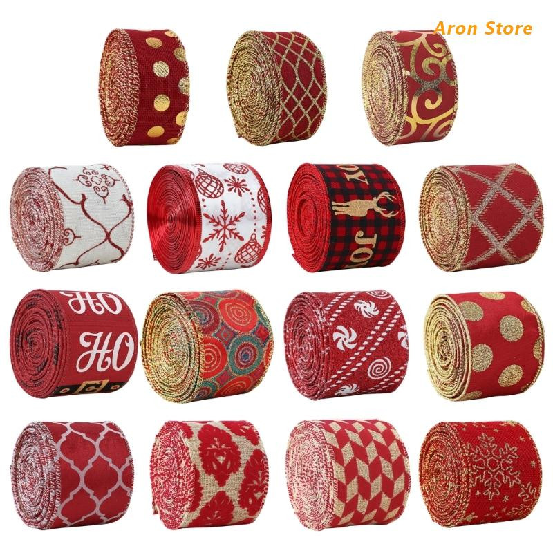 Panglici cu margine cu fir Panglică artizanală de pânză de Crăciun Articole de împachetare pentru cadouri DIY pentru decorarea pomului de Crăciun H3CF