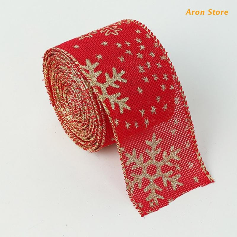 Panglici cu margine cu fir Panglică artizanală de pânză de Crăciun Articole de împachetare pentru cadouri DIY pentru decorarea pomului de Crăciun H3CF