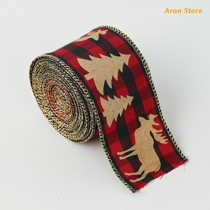 Panglici cu margine cu fir Panglică artizanală de pânză de Crăciun Articole de împachetare pentru cadouri DIY pentru decorarea pomului de Crăciun H3CF