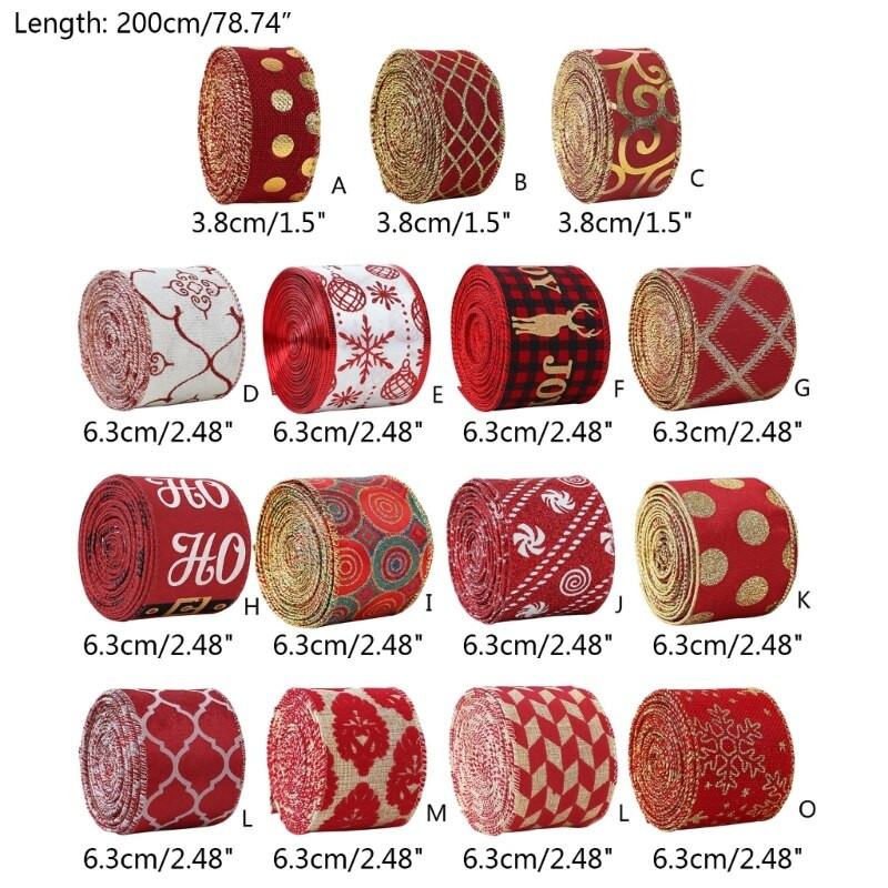 Panglici cu margine cu fir Panglică artizanală de pânză de Crăciun Articole de împachetare pentru cadouri DIY pentru decorarea pomului de Crăciun H3CF