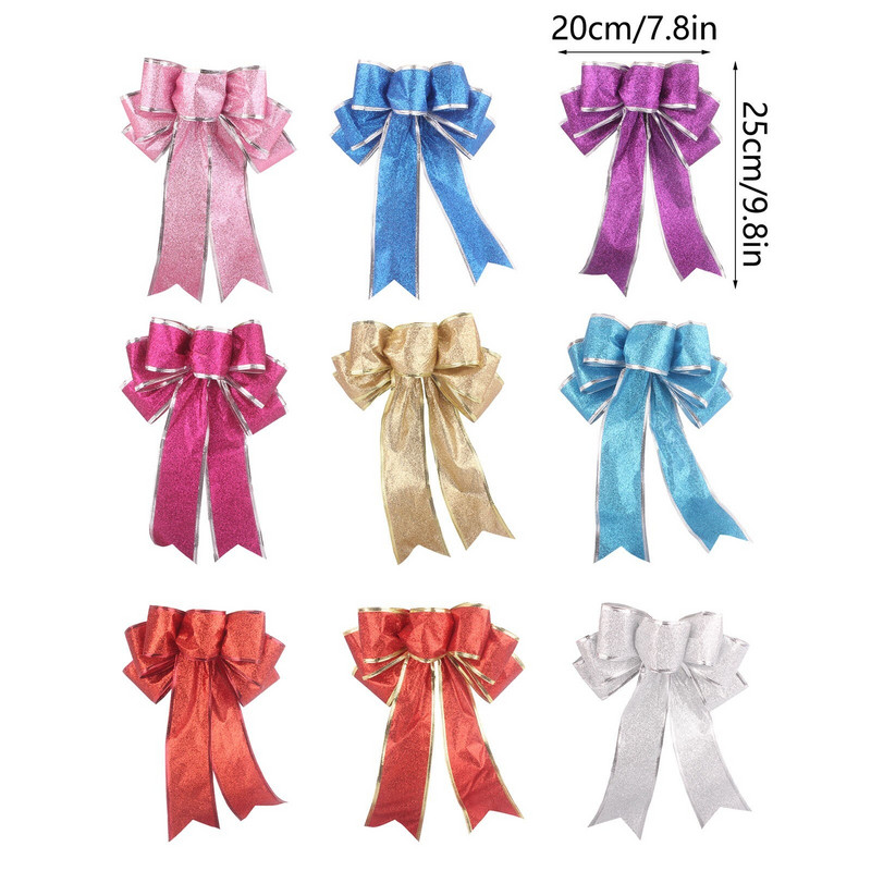 Višebojna svjetlucava ružičasta božićna mašna Vrpca Božićni privjesak Ukras za božićno drvce Božićna mašna Privjesak Navidad L5