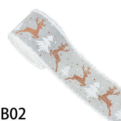 5M punane roosa jõulupuu põdraga trükitud lint Särava hirve trükiga juhtmega servaga lint DIY jõulupeo kingituste pakkimislindile