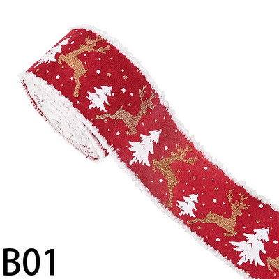 5M punane roosa jõulupuu põdraga trükitud lint Särava hirve trükiga juhtmega servaga lint DIY jõulupeo kingituste pakkimislindile