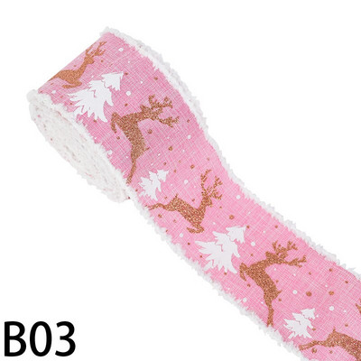 5M punane roosa jõulupuu põdraga trükitud lint Särava hirve trükiga juhtmega servaga lint DIY jõulupeo kingituste pakkimislindile