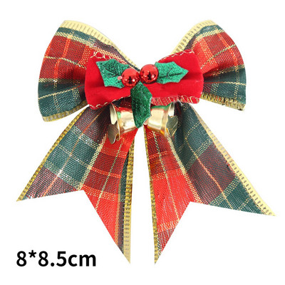 4KOM Božićne mašne sa zvončićima Mini božićne mašne DIY rukotvorine Poklon ukrasi Viseći ukras za božićno drvce Novogodišnji dekor za dom