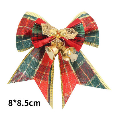 4KOM Božićne mašne sa zvončićima Mini božićne mašne DIY rukotvorine Poklon ukrasi Viseći ukras za božićno drvce Novogodišnji dekor za dom