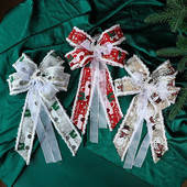 Panglici de Crăciun Fundițe mari de lenjerie de pânză Decorație superioară pentru brad de Crăciun Petrecere de Crăciun Decor acasă Pandantiv ușă de Revelion