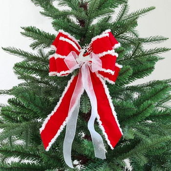 Χριστουγεννιάτικη κορδέλα Φιόγκοι Μεγάλο λινό παπιγιόν Χριστουγεννιάτικο δέντρο Κορυφή διακόσμηση Χριστουγεννιάτικου πάρτι Σπίτι Διακόσμηση Πρωτοχρονιάς Κρεμαστό πόρτας