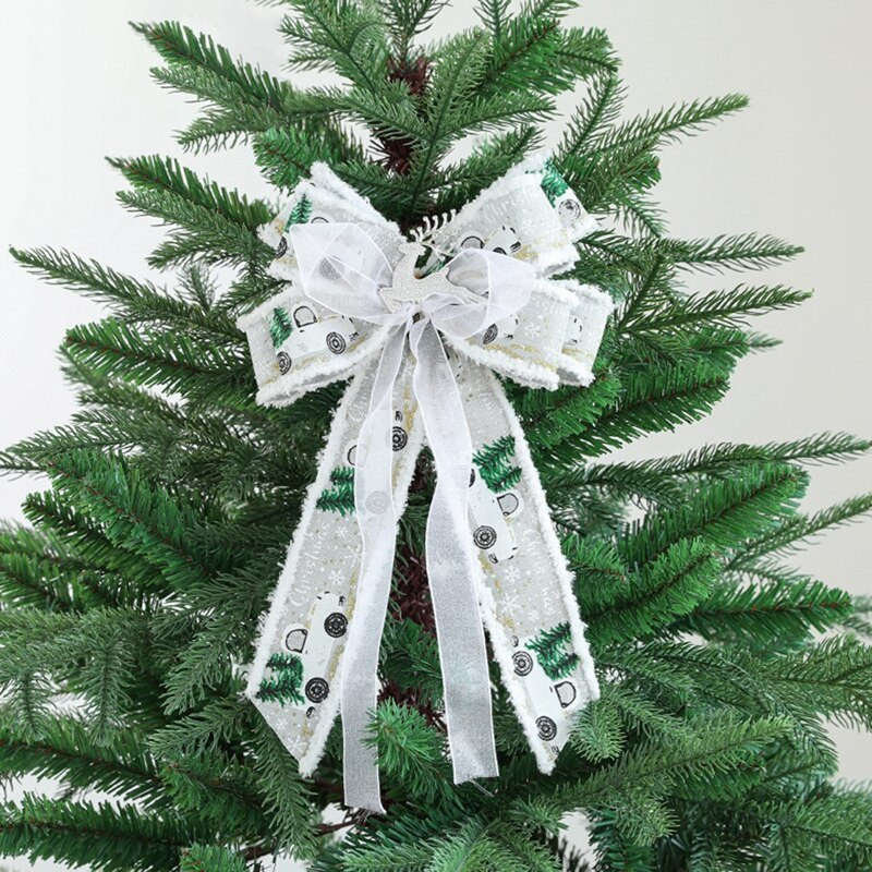 Panglici de Crăciun Fundițe mari de lenjerie de pânză Decorație superioară pentru brad de Crăciun Petrecere de Crăciun Decor acasă Pandantiv ușă de Revelion