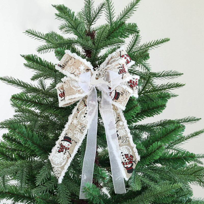 Panglici de Crăciun Fundițe mari de lenjerie de pânză Decorație superioară pentru brad de Crăciun Petrecere de Crăciun Decor acasă Pandantiv ușă de Revelion