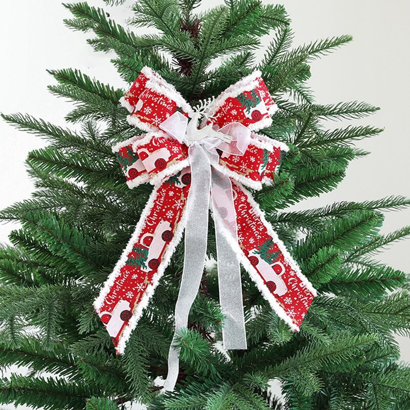 Panglici de Crăciun Fundițe mari de lenjerie de pânză Decorație superioară pentru brad de Crăciun Petrecere de Crăciun Decor acasă Pandantiv ușă de Revelion