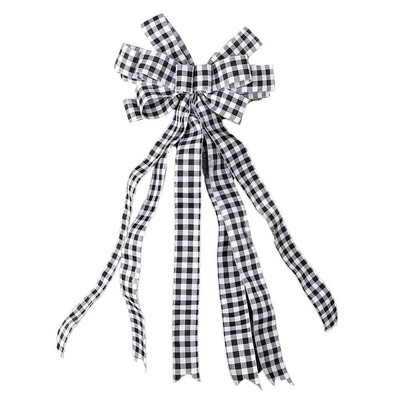 Kalėdų eglutės antgalis Buffalo Plaid raudonas juodas audeklas Dekoratyvinis lankelis kaimiškas sodybos Kalėdų papuošalai Namų dekoras Hogardas