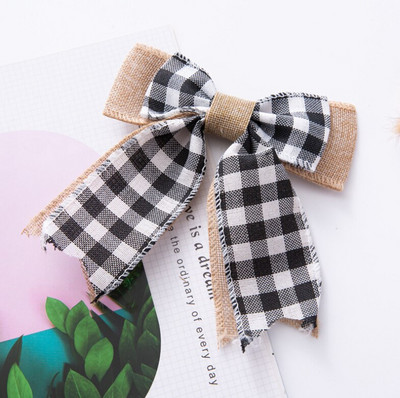 10 komada Božićne karirane mašne Buffalo karirane ukrasne mašne za božićne vijence Drvo Kućna zabava Unutarnja vanjska dekoracija