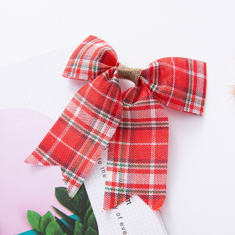 10 komada Božićne karirane mašne Buffalo karirane ukrasne mašne za božićne vijence Drvo Kućna zabava Unutarnja vanjska dekoracija