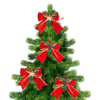 Χριστουγεννιάτικο Φιόγκο Στολίδι Φιόγκος Τυλίγοντας Μεγάλες Κόκκινες Καρό Κορδέλες Χριστουγεννιάτικο Δέντρο 15x16CM Δώρο Διακόσμηση Χειροτεχνίας για Πάρτυ