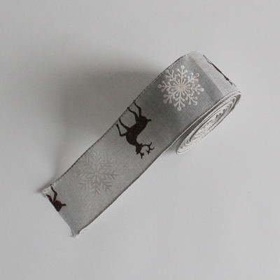 5 meetrit värviline satiinlint Häid jõule põder, trükitud jõulukinkide pakkimiseks Kodukaunistuseks Käsitsi valmistatud materjal DIY käsitöö