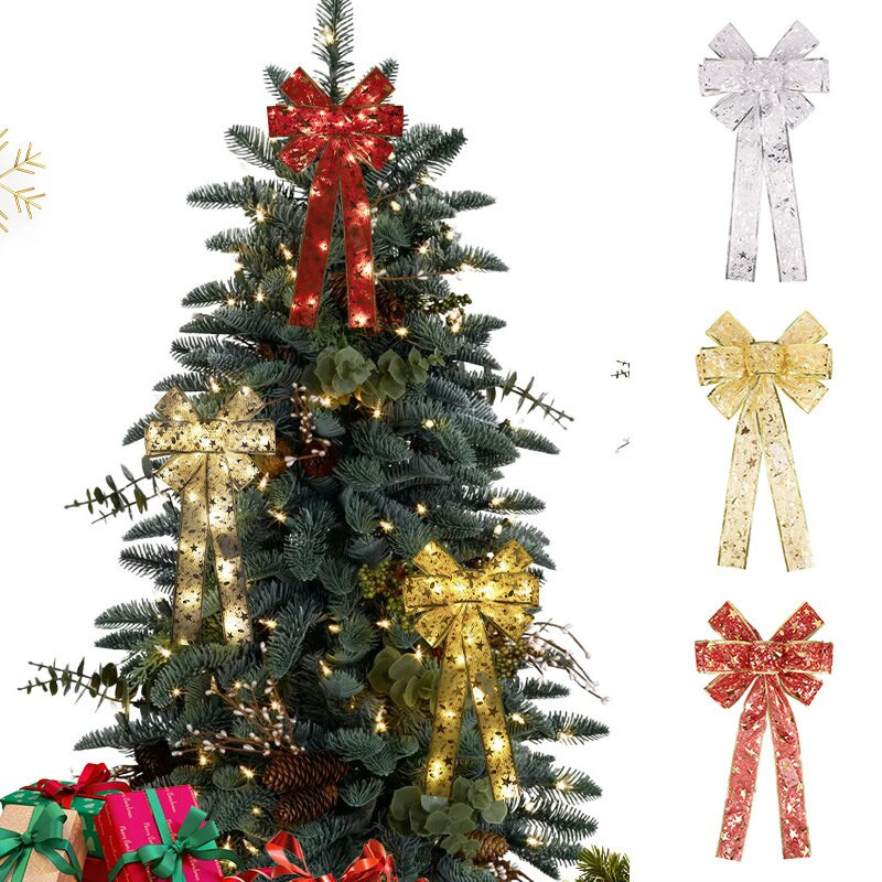 Velike božićne mašne Svjetleća mašna s LED svjetlima Ukrasi za božićno drvce Bow Craft Navidad novogodišnji dar Dekoracija doma