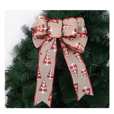 Nova velika božićna mašna Pamučne tiskane mašne za rukotvorine Novogodišnji ukrasi Mašne na drvcu Ukras za božićno drvce