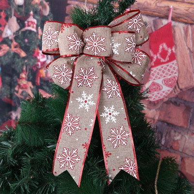 Nova velika božićna mašna Pamučne tiskane mašne za rukotvorine Novogodišnji ukrasi Mašne na drvcu Ukras za božićno drvce