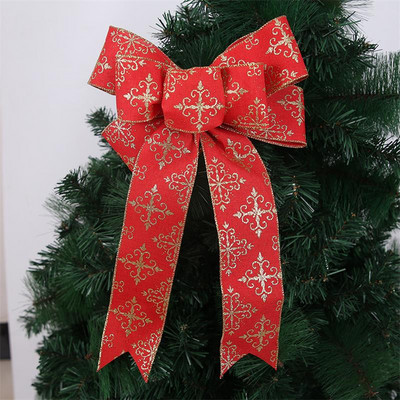 Nova velika božićna mašna Pamučne tiskane mašne za rukotvorine Novogodišnji ukrasi Mašne na drvcu Ukras za božićno drvce