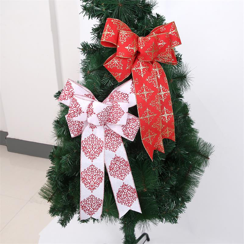 Nova velika božićna mašna Pamučne tiskane mašne za rukotvorine Novogodišnji ukrasi Mašne na drvcu Ukras za božićno drvce