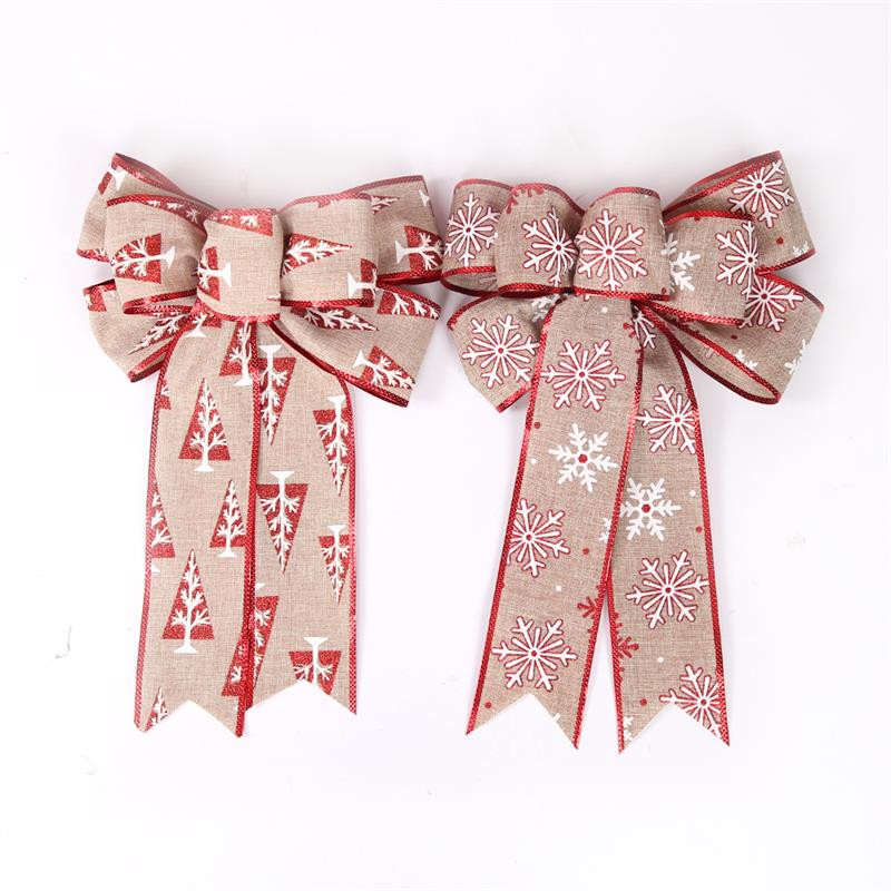 Nova velika božićna mašna Pamučne tiskane mašne za rukotvorine Novogodišnji ukrasi Mašne na drvcu Ukras za božićno drvce