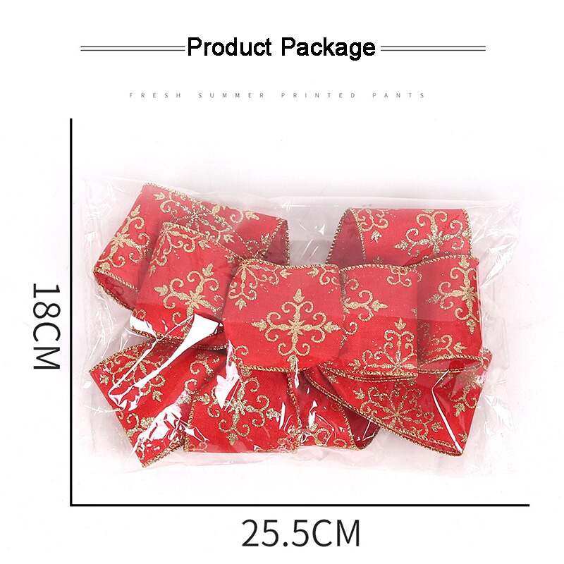 Nova velika božićna mašna Pamučne tiskane mašne za rukotvorine Novogodišnji ukrasi Mašne na drvcu Ukras za božićno drvce