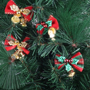 5 бр. Коледен бантик Висящ орнамент Коледен мини лък със звънчета Декорации Ново