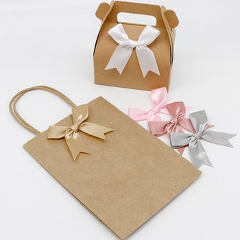 50 БР. 85*85 мм розови сатенени панделки, лъкове, опаковки за декорация, опаковане на подаръци, малки цветя с бантик, направи си сам лъкове за изработка на сватбен лък, раждане