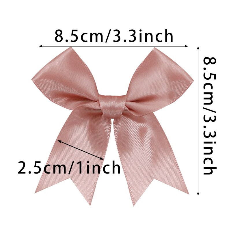 50 tk 85*85 mm roosa satiinpaelaga vibud kaunistuspaketid kingituste pakkimine väikeste kikisõlmedega lilledega isetehtud vibud käsitööks pulmade vibu sünniks