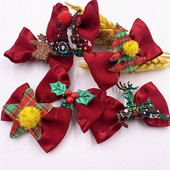 Värviline jõulupeo dekoor 37*52mm punane satiinlint käsitsi vibu pulma aplikatsioonid plaastrid meisterdada jõuluvibud Aksessuaarid