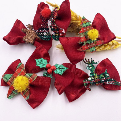 Värviline jõulupeo dekoor 37*52mm punane satiinlint käsitsi vibu pulma aplikatsioonid plaastrid meisterdada jõuluvibud Aksessuaarid