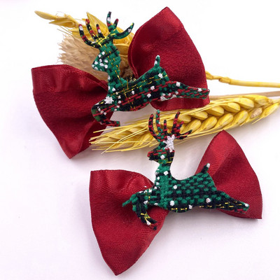 Värviline jõulupeo dekoor 37*52mm punane satiinlint käsitsi vibu pulma aplikatsioonid plaastrid meisterdada jõuluvibud Aksessuaarid