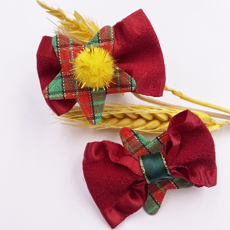 Värviline jõulupeo dekoor 37*52mm punane satiinlint käsitsi vibu pulma aplikatsioonid plaastrid meisterdada jõuluvibud Aksessuaarid