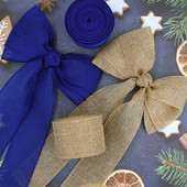 Artizanat Panglică Coroană cu fundă mare, Panglică de pânză de pânză, Panglică grosgrain pentru decorarea nunții de Crăciun, cusut manual, artizanat manual