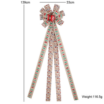 Veliki ukrasi za božićno drvce imitacija zvjezdice od konoplje, vrpca, čvor, novogodišnja mašna za kućnu zabavu