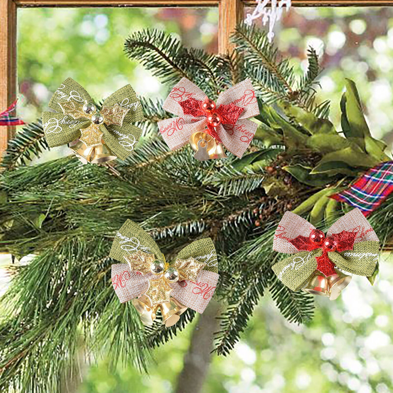 1GAB Ziemassvētku eglītes bantītes Ziemassvētku rotājumi Zvans Ziemassvētku eglīšu rotājums Mājas dārza loki svētku Ziemassvētku/kāzu ballīšu dekors