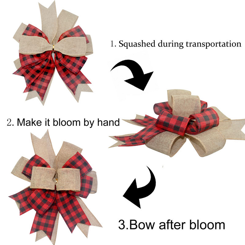 Suur maalähedane jõulupuu ladva vibu kaunistus pulmapuhkuse sünnipäevapeo jaoks. Kodu esiukse dekoratiivsed kaunistused