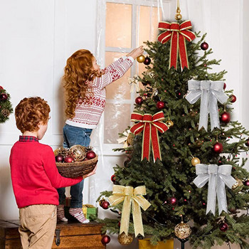 1 бр. 15 см венец лъкове многослоен подарък лък за Коледа венец на входната врата вътрешна външна декорация на стена