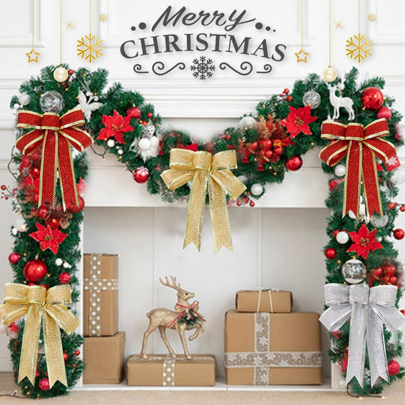 1 fundă de coroană de 15 cm fundite cadou pentru Crăciun, coroană de coroană pentru interior, exterior, perete