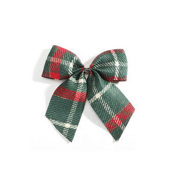 100 бр./лот плътни карирани украси за коледно дърво Linene Bow RibbonBows For Christmas