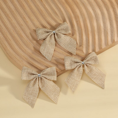 100 бр./лот плътни карирани украси за коледно дърво Linene Bow RibbonBows For Christmas