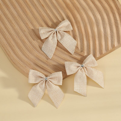 100 бр./лот плътни карирани украси за коледно дърво Linene Bow RibbonBows For Christmas