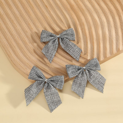 100 бр./лот плътни карирани украси за коледно дърво Linene Bow RibbonBows For Christmas