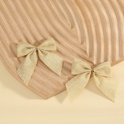 100 бр./лот плътни карирани украси за коледно дърво Linene Bow RibbonBows For Christmas