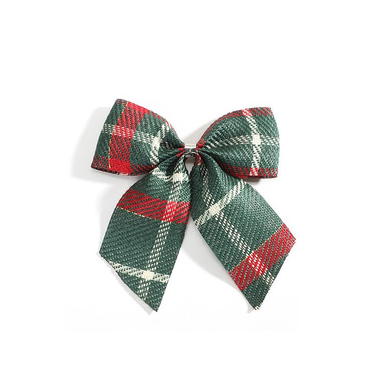 100 бр./лот плътни карирани украси за коледно дърво Linene Bow RibbonBows For Christmas