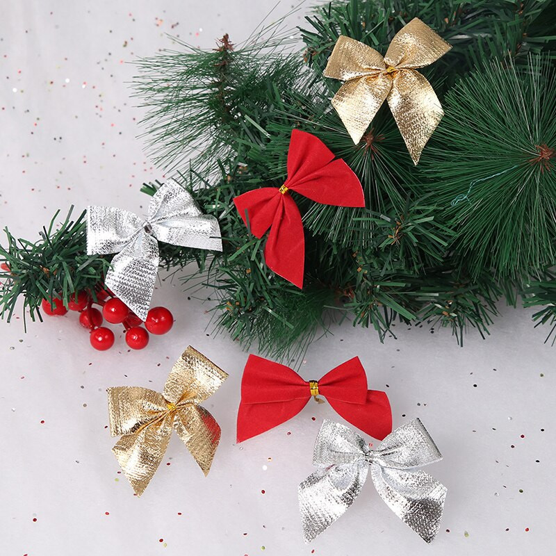 12vnt./pak. Kalėdinis lankelis 5 cm auksinis sidabras raudonas Kalėdų eglutės papuošalai Naujųjų metų dovanos papuošimas Maži lankeliai amatams